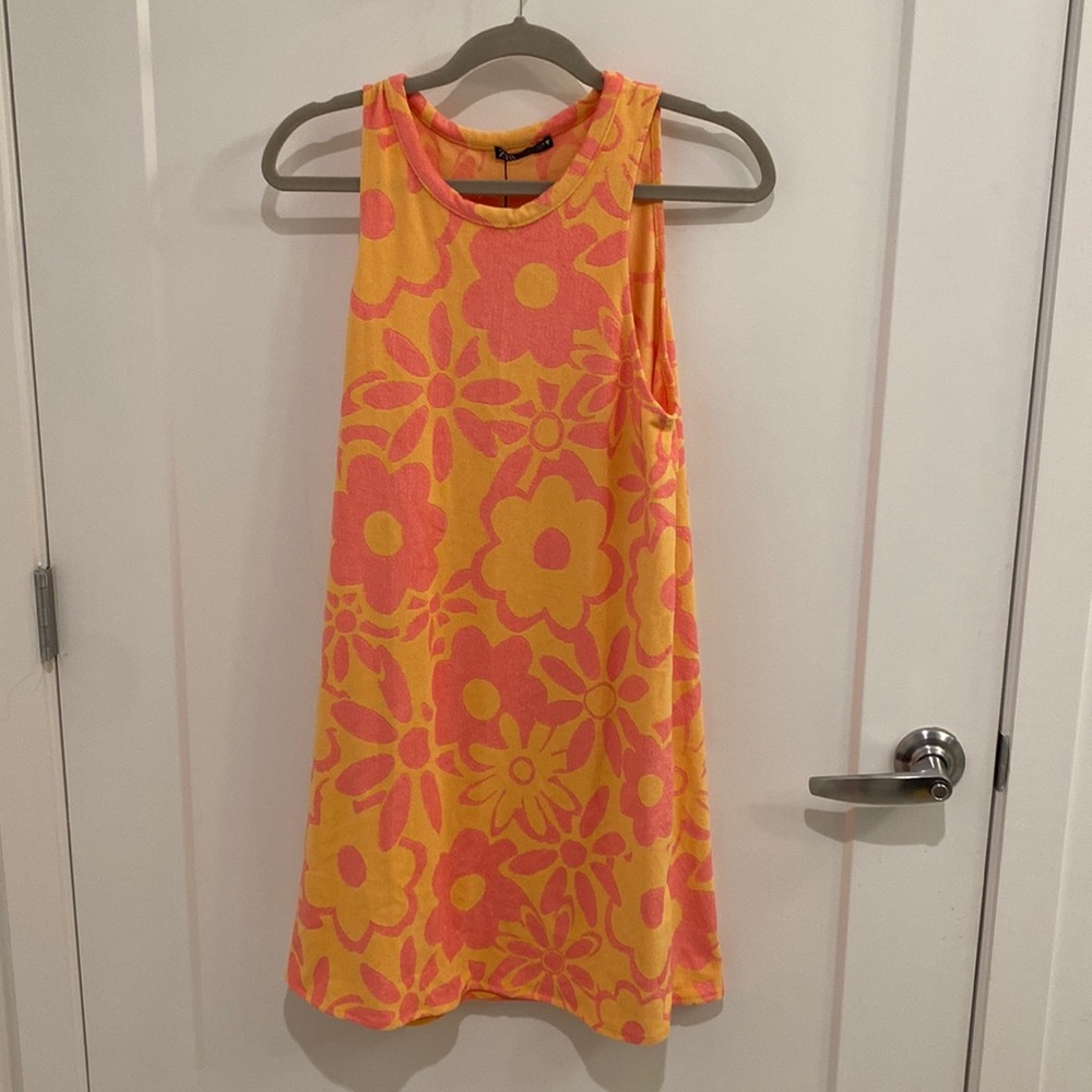 NWT Zara Terry Floral Dress/Coverup